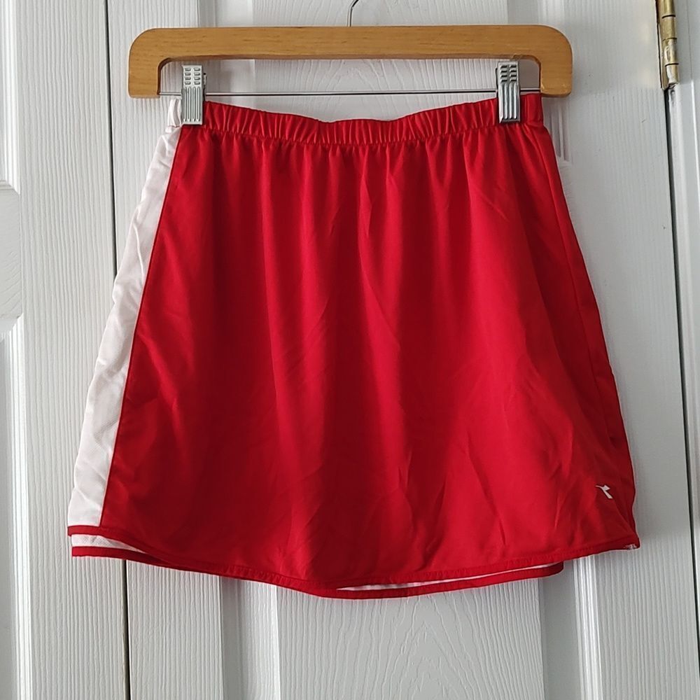 Diadora  reversible red white tennis running skirt Sz S